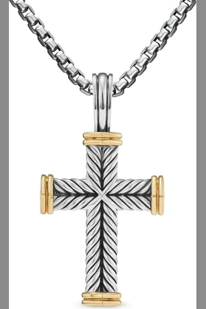 David Yurman Dije Chevron Cross en oro amarillo de 18kt y plata de ley de 33mm