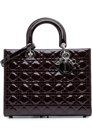 Dior Bolsa satchel Lady Dior grande de charol con motivo Cannage 2009