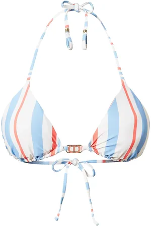 Twin-Set Top de bikini estilo triángulo con rayas estampadas