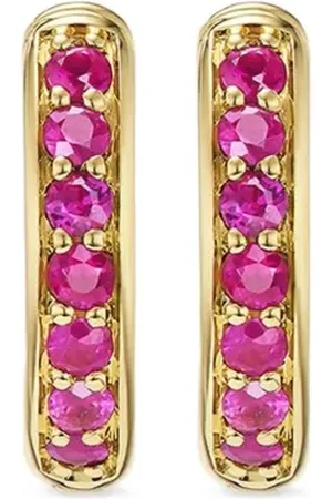 David Yurman Aretes estilo huggie Petite Pavé en oro amarillo de 18kt con rubí