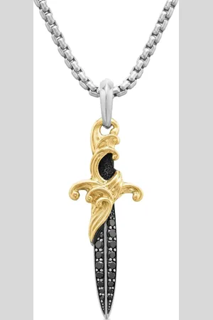 David Yurman Amuleto Waves Dagger en oro amarillo de 18kt y plata de ley con diamante (43.8mm)