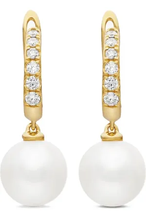 David Yurman Arracadas en oro amarillo de 18kt con diamantes y perla de 15.6mm