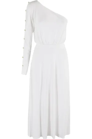 Elisabetta Franchi Vestido midi con hombro descubierto