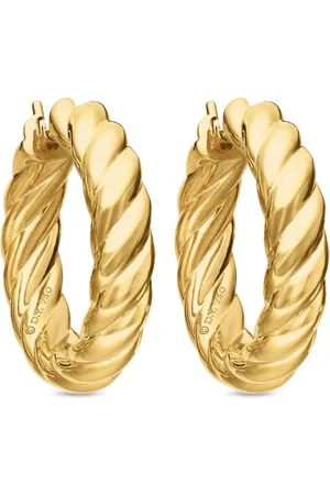 David Yurman Arracadas Sculpted Cable en oro amarillo de 18kt de 25.4mm