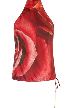 Roberto Cavalli Top de seda estampado