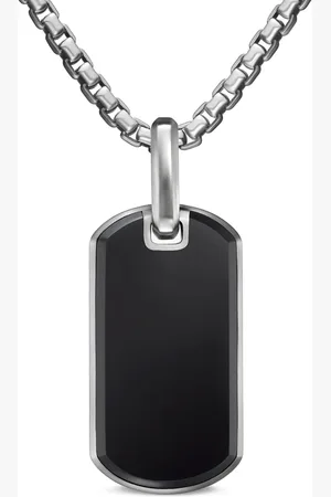 David Yurman Etiqueta Chevron en plata de ley con ónix de 27mm
