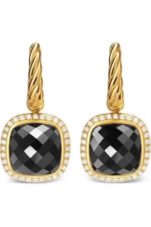David Yurman Aretes Albion en oro amarillo de 18kt con diamantes y ónix de 26.3mm