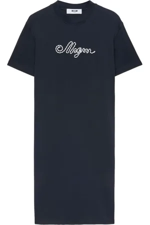 Msgm Vestido midi con logo bordado