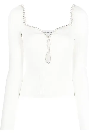 Self-Portrait Top con detalles de cristal