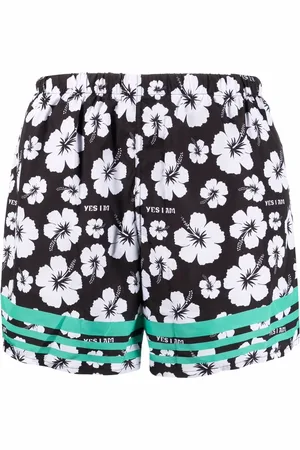 YES I AM Shorts de playa con estampado floral
