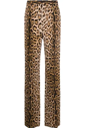 Roberto Cavalli Pantalones rectos con estampado de leopardo