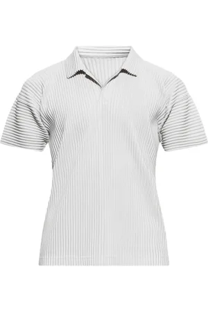 Issey Miyake Playera tipo polo con efecto con pliegues