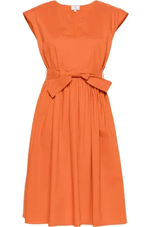 Woolrich Vestido midi de popelina con cuello en V