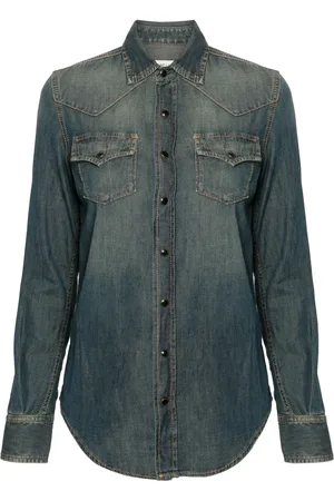 Saint Laurent Camisa de mezclilla con botones de presión