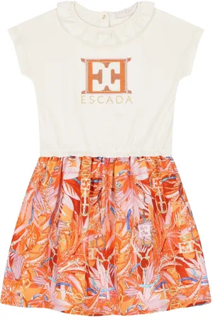 Escada Vestido floral con volantes en el cuello