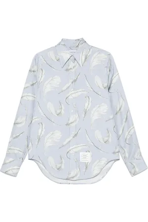Thom Browne Camisa de seda con plumas estampadas