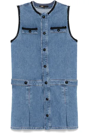 Maje Vestido corto de mezclilla con ribete bordado