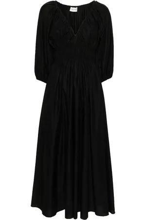 MATTEAU Vestido largo fruncido con cuello en V