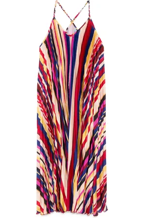 Farm Rio Vestido midi con rayas diagonales