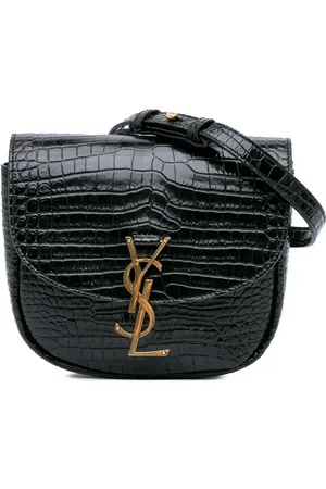Saint Laurent Bolsa crossbody Kaia pequeña con egecto de piel de cocodrilo y monograma 2021