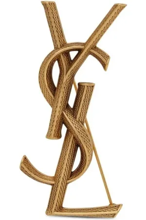 Saint Laurent Textured logo letter brooch