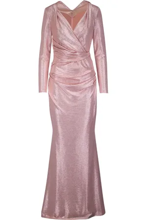 TALBOT RUNHOF Vestido de fiesta metalizado con cuello en V