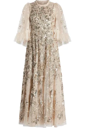 Needle & Thread Vestido midi bordado con lentejuelas