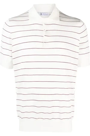 Brunello Cucinelli Playera tipo polo manga corta con rayas estampadas