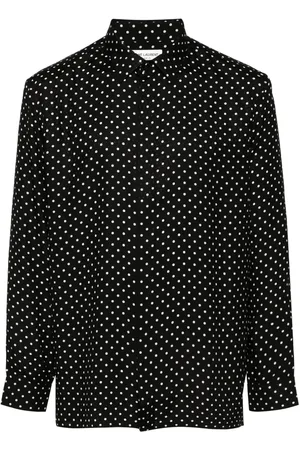 Saint Laurent Camisa de seda con estampado de lunares