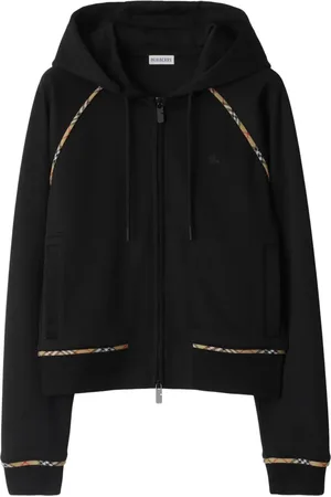 Burberry Hoodie con cierre y ribete a cuadros