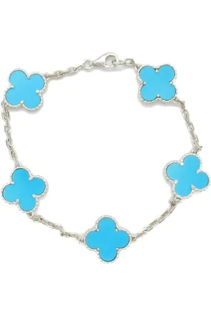 Van cleef Pulsera Vintage Alhambra en oro blanco de 18kt con turquesa 2010
