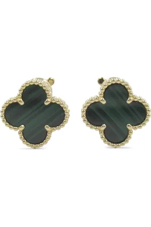 Van cleef Aretes de clip Vintage Alhambra en oro amarillo de 18kt con malaquita 2010
