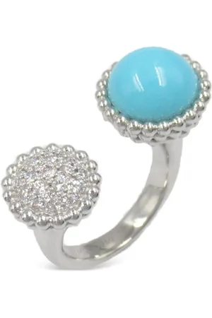 Van cleef Anillo Perlée en oro blanco de 18kt con diamantes y turquesa 2010