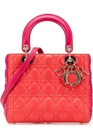 Dior Bolsa satchel Cannage Lady Dior mediana bicolor de piel de cordero 2014