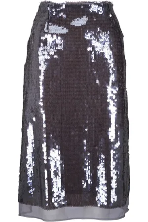 ODEEH Falda midi con detalles de lentejuelas