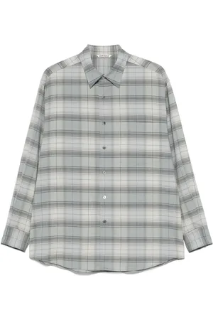 Auralee Camisa con motivo de cuadros