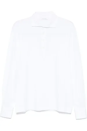 Cruciani Playera tipo polo de tejido canalé fino