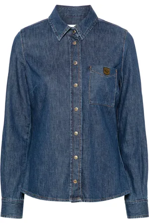 Elisabetta Franchi Camisa de mezclilla con placa de logo