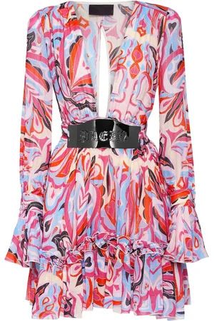 Philipp Plein Vestido corto con diseño acampanado y estampado abstracto