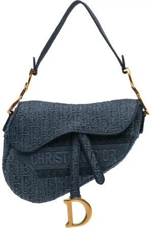 Dior Bolsa de hombro Saddle Oblique en mezclilla bordada 2019