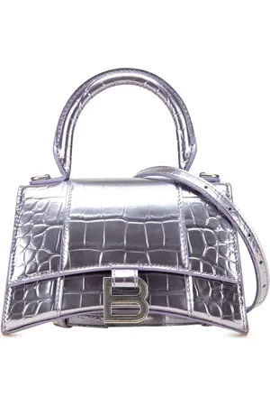 Balenciaga Bolsa satchel Hourglass XS de piel de becerro con efecto de piel de cocodrilo metalizada 2018-2024