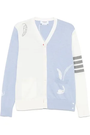 Thom Browne Cárdigan con motivo de plumas en intarsia