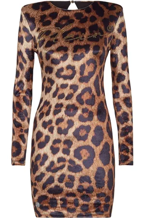 Philipp Plein Vestido con estampado de leopardo