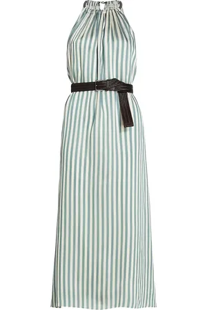 Brunello Cucinelli Vestido largo con motivo de rayas