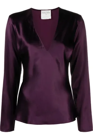 FORTE FORTE Blusa con efecto satinado y cuello en V