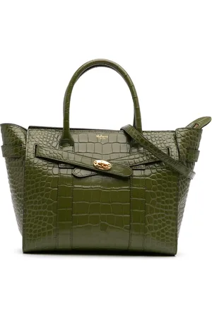 MULBERRY 2015-2025 Small Croc Embossed Calfskin Zipped Bayswater satchel