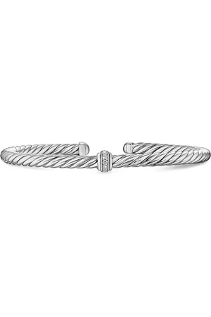 David Yurman Brazalete Cable Flex Station en plata de ley con diamante