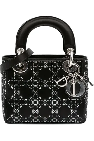 Dior Bolsa satchel Cannage Lady Dior mini satinada con apliques de cristales y strass 2018