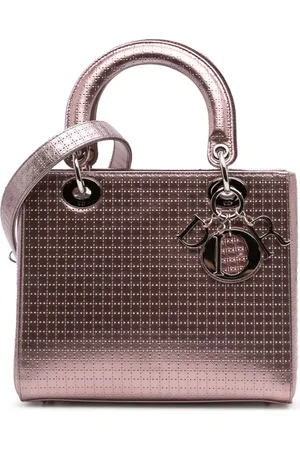 Dior Bolsa satchel Microcannage Lady Dior mediana metalizada de charol 2016