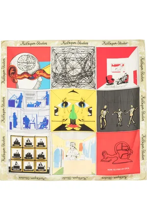 KIDSUPER STUDIOS Pañuelo de bolsillo de seda con estampado How To Find An Idea Story Board